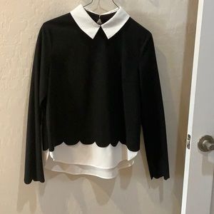 Boutique tuxedo-style silk top